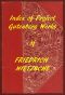 [Gutenberg 58025] • Index of The Project Gutenberg Works of Friedrich Nietzsche